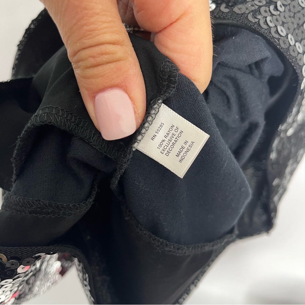 11) Express Black & Silver Sleeveless Sequin Scoopneck Dress Size Small - Picture 12 of 12